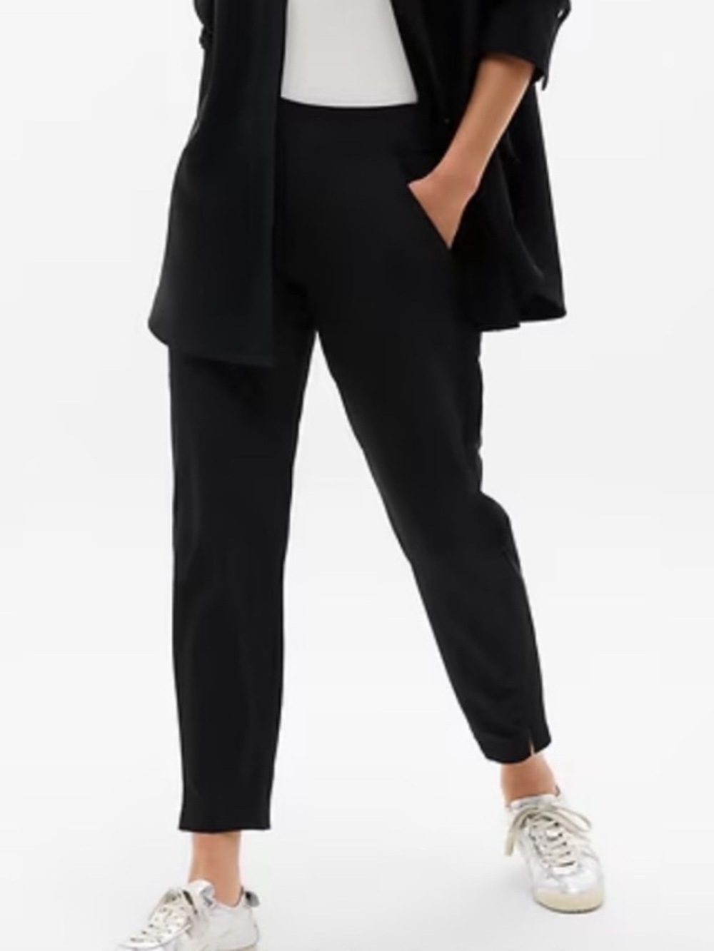 Athleta Brooklyn Mid Rise Ankle Pants BLACK Size 12 NWOT